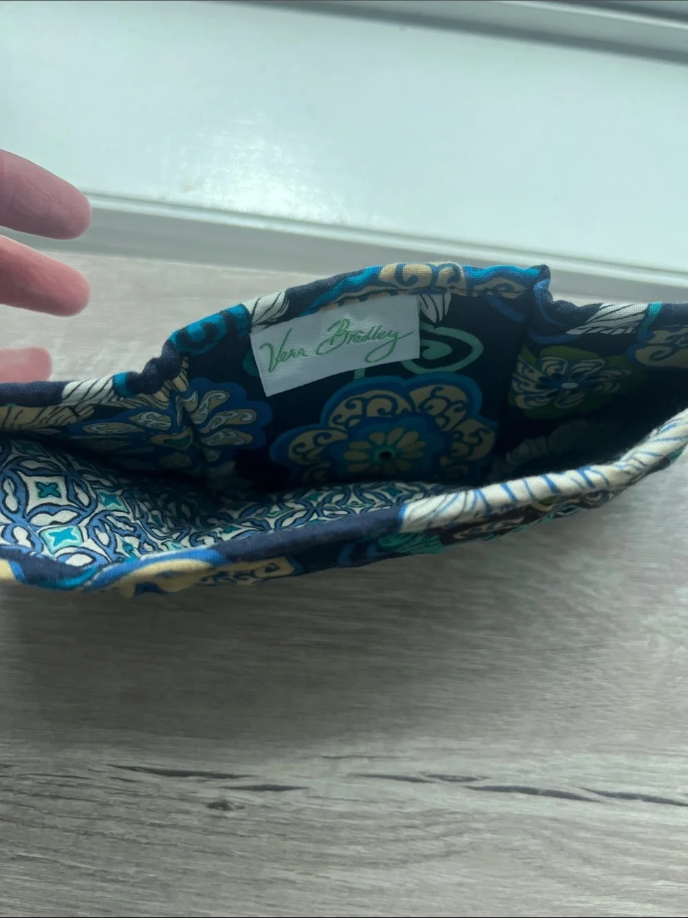 Vera Bradley Navy Blue Teal Floral Quilted Wallet - Picture 3 of 5